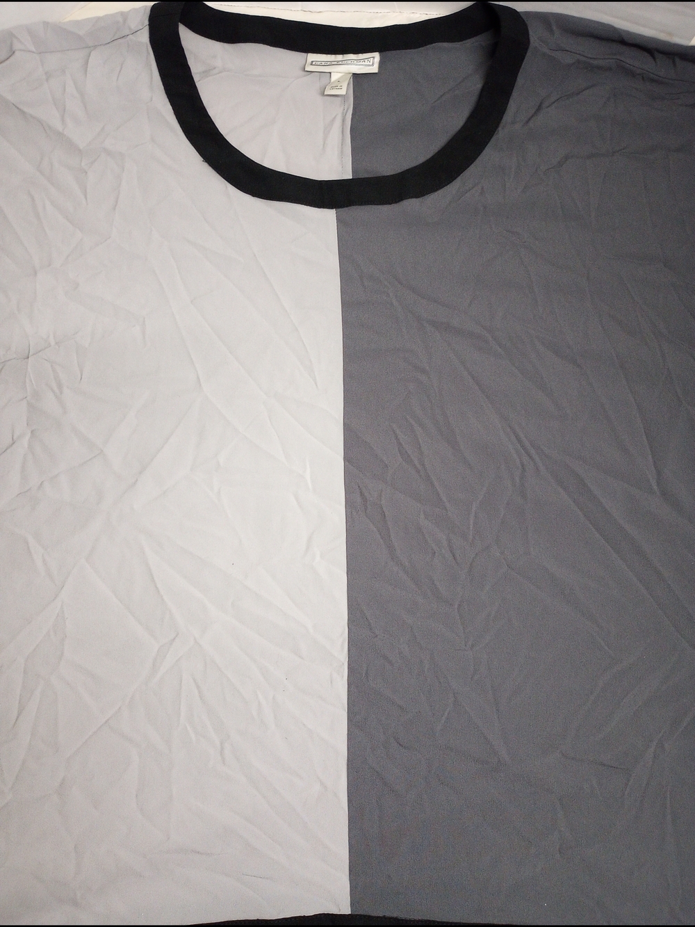 Dana Buchman Black & Gray Colorblock Top Size Large